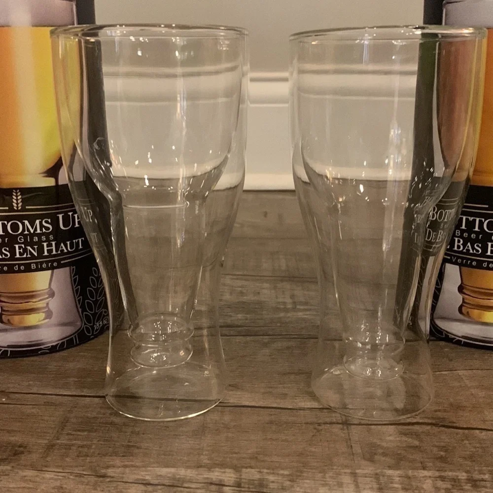 Final Touch Bottoms Up Beer‎ Glass Set of 2